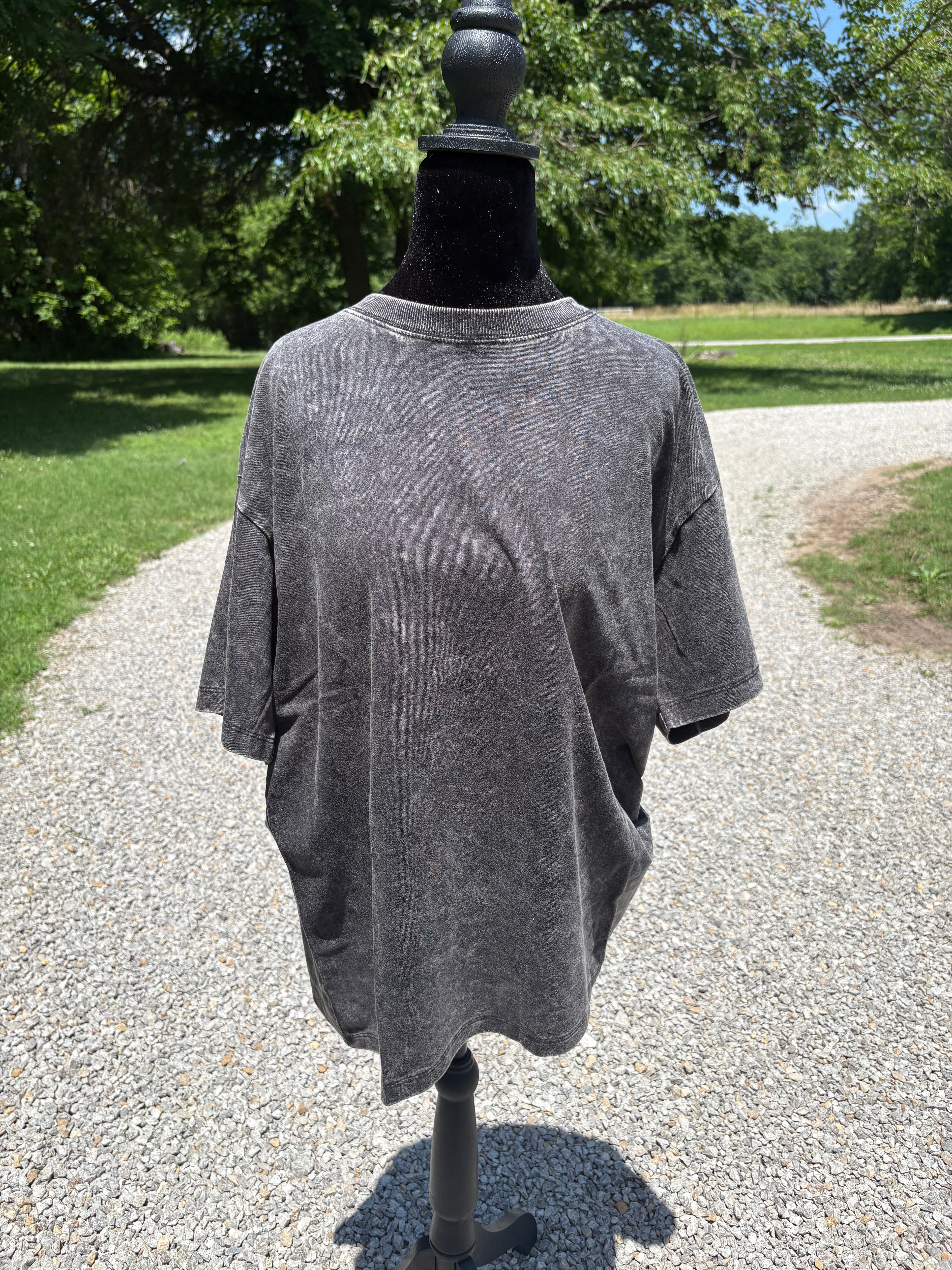 Black Ash Washed Oversized Tee