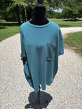 Zenana Ribbed Pocket Tee - Teal